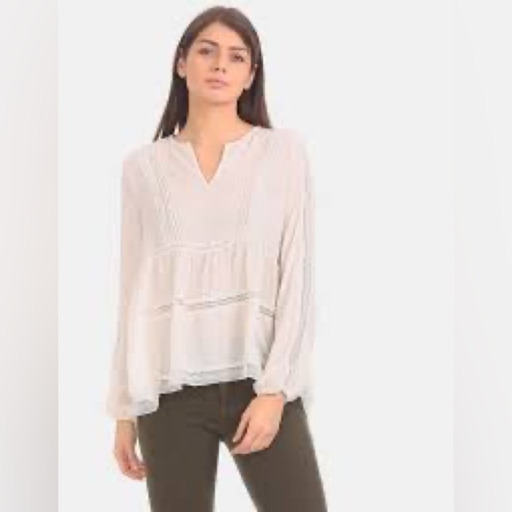 GAP BOHO Lace Insert Peplum Blouse XS new without tag